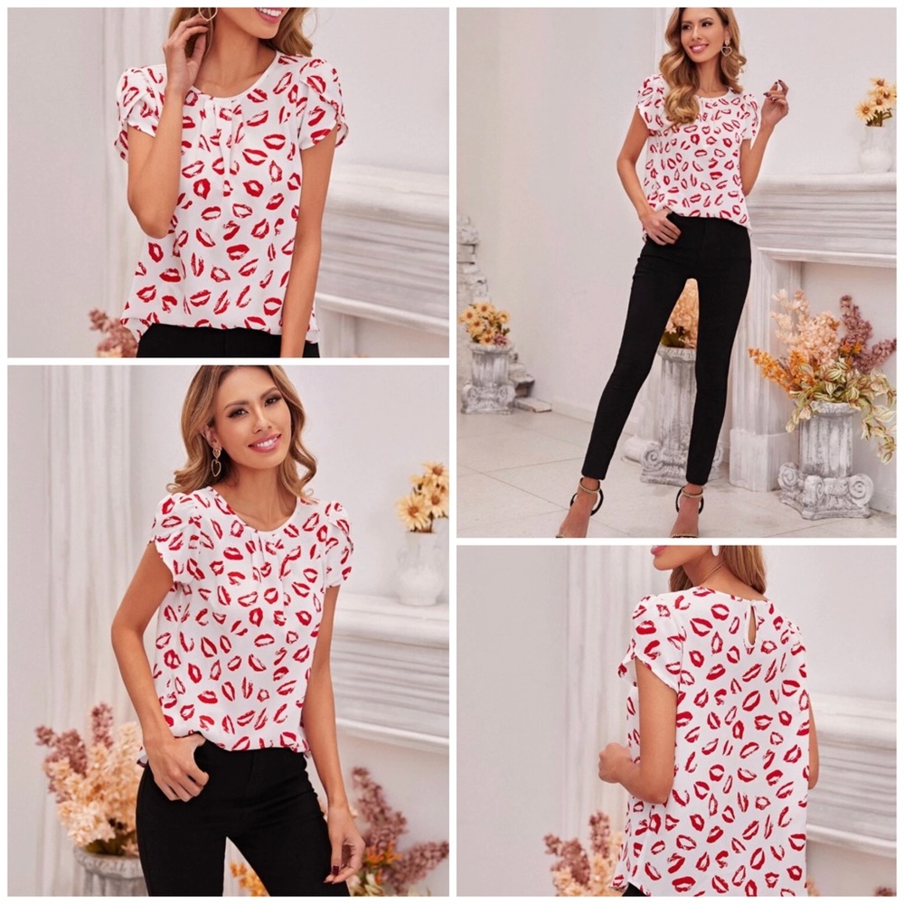 NWT Lip Print Blouse (XL)